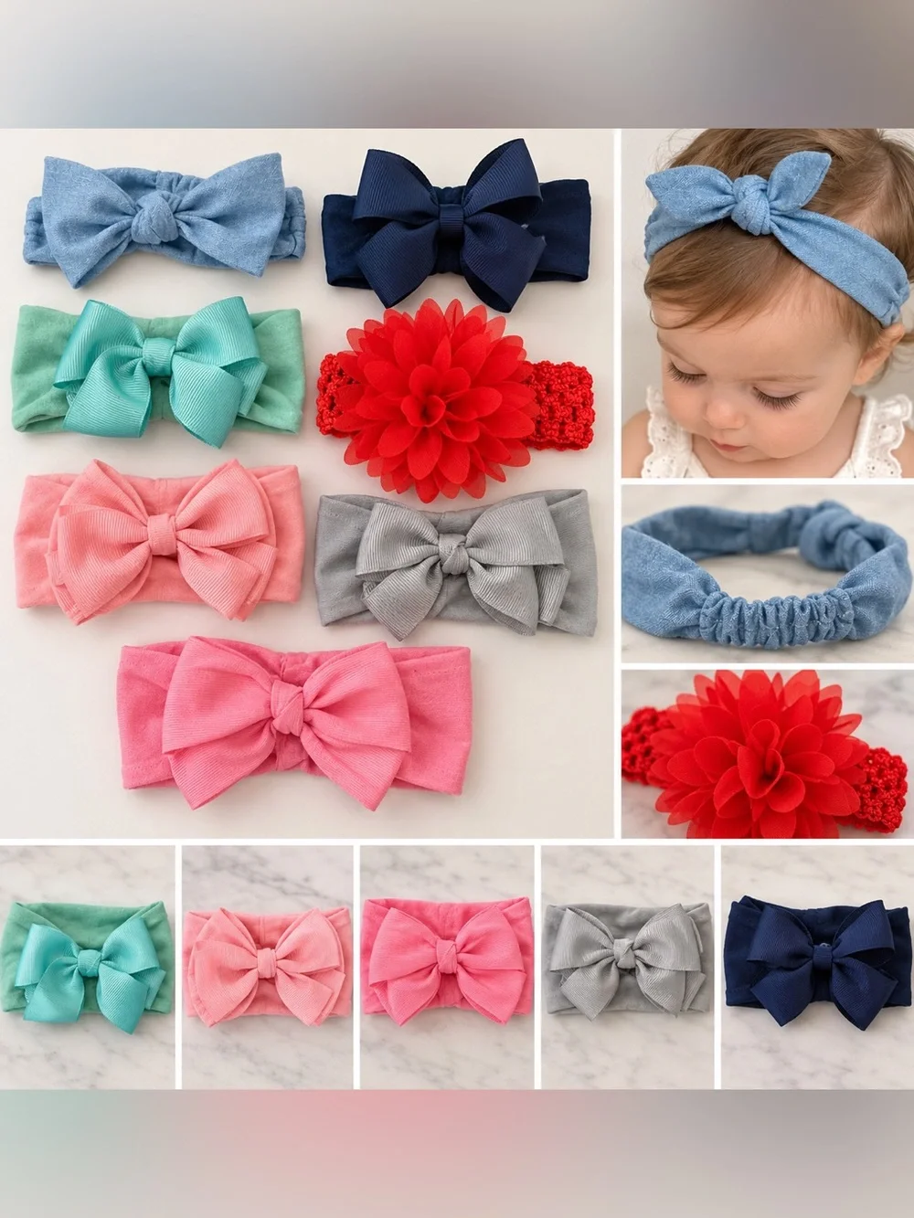 Infant Toddler Baby Girl Headbands Bow Floral Assorted Colors NWOT